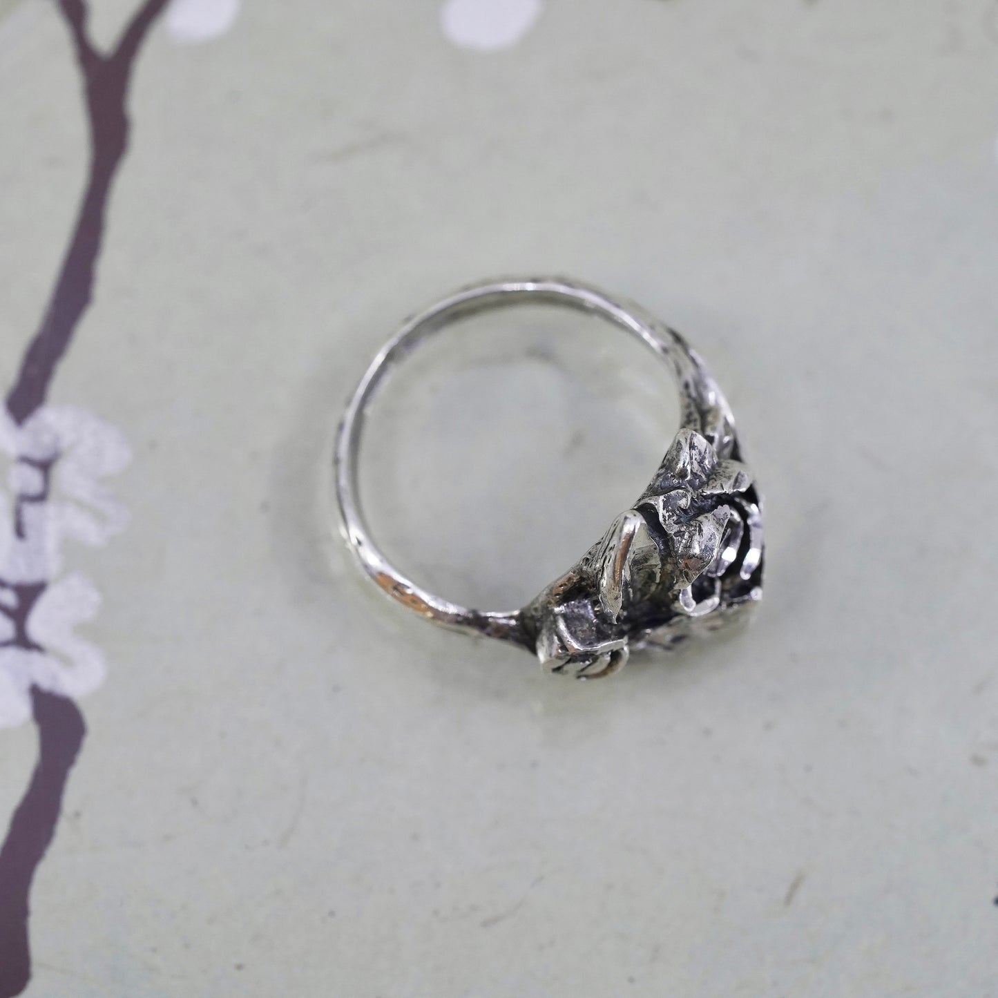 Size 6, vintage southwestern Sterling 925 silver handmade rose ring
