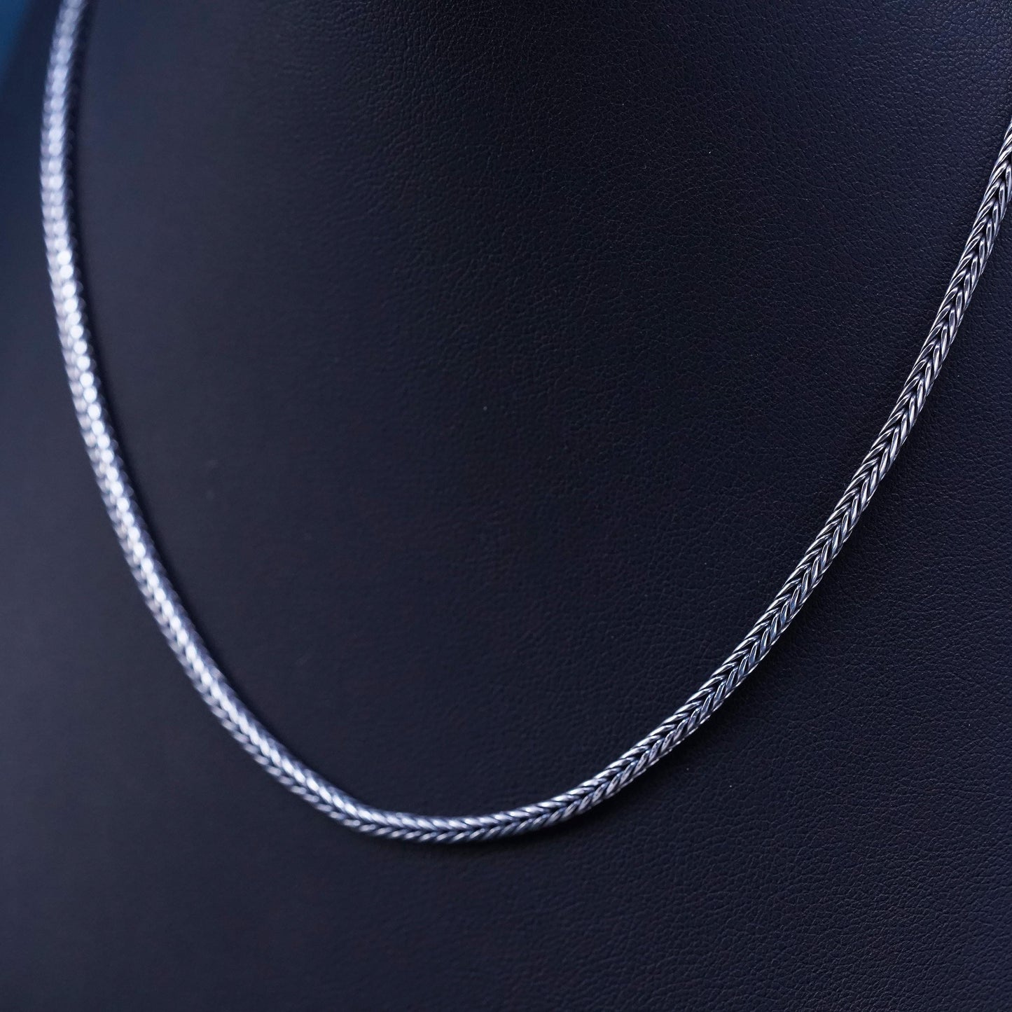 16" 3mm, vintage Sterling silver necklace, solid 950 silver wheat chain