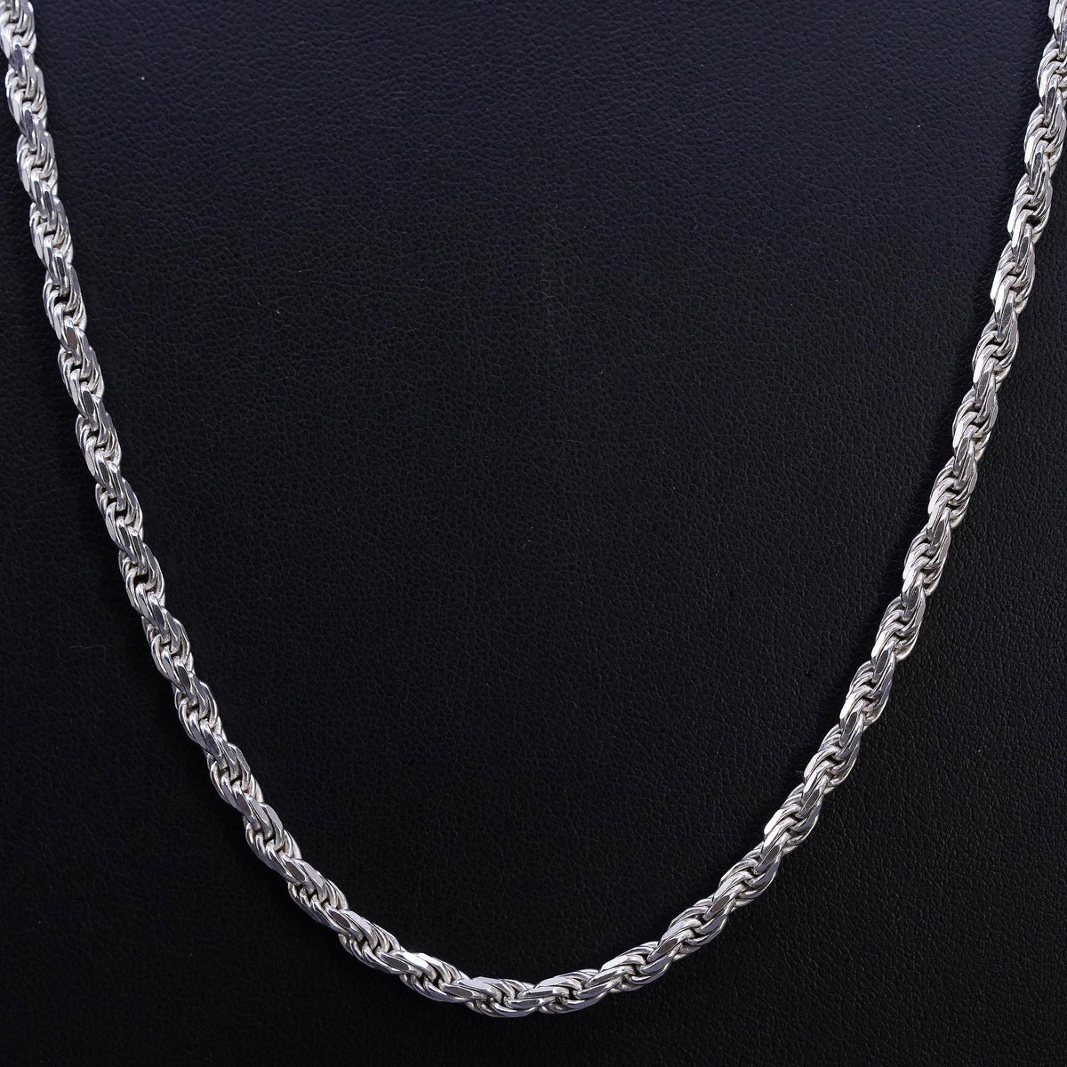 24", vintage Italian OTC Sterling silver necklace, 925 Diamond cut rope chain