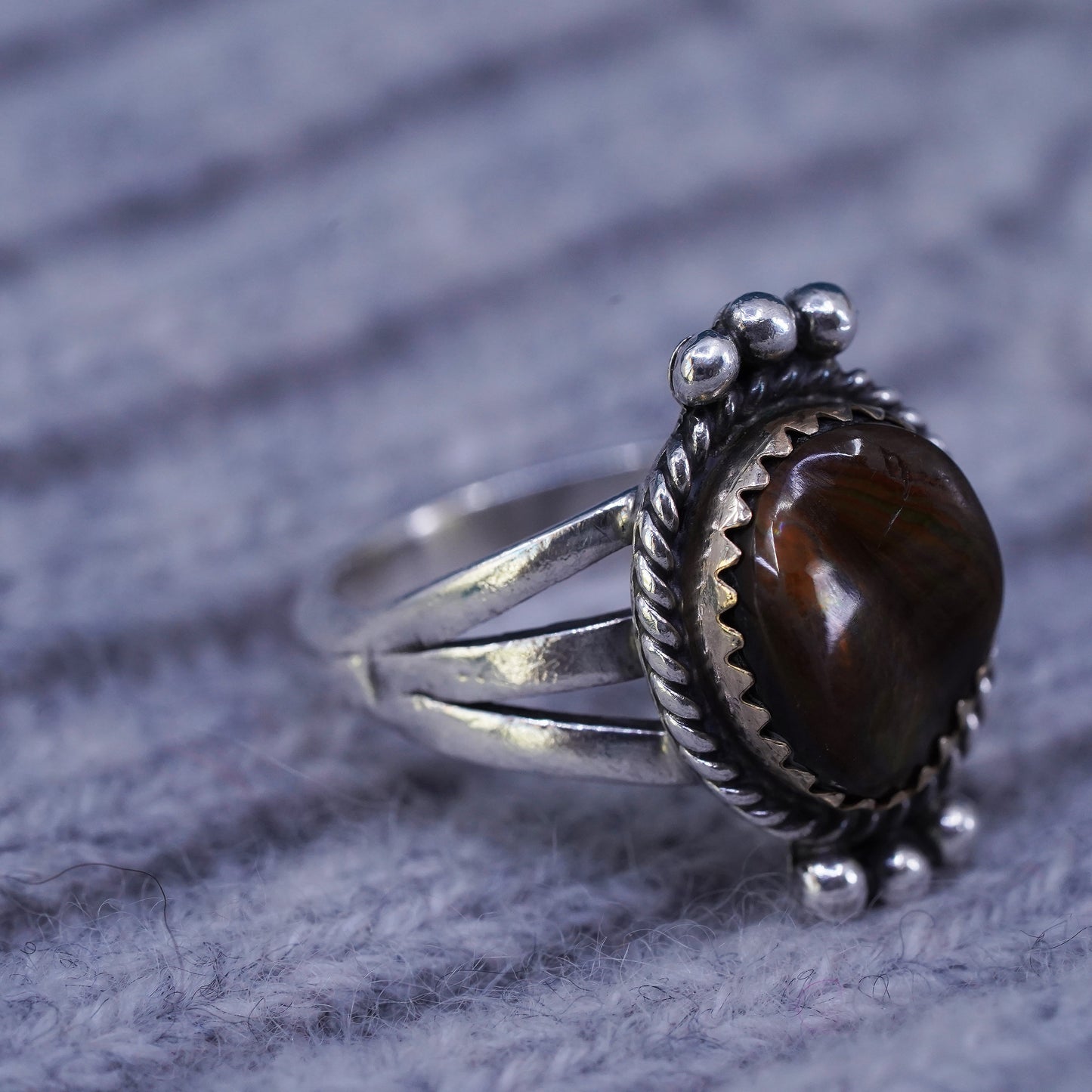 Size 6, Native American Richard Begay sterling 925 silver handmade ring abalone