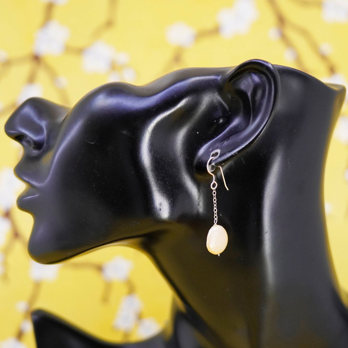 Vintage Sterling 925 silver handmade earrings with coin pearl