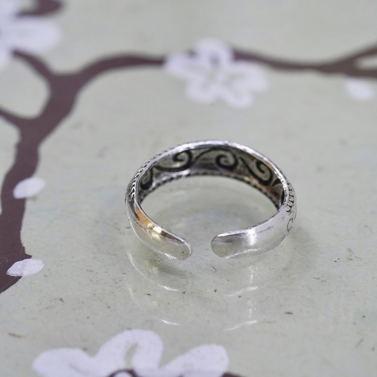 Size 3.25, vintage Sterling silver handmade ring, 925 wavy band