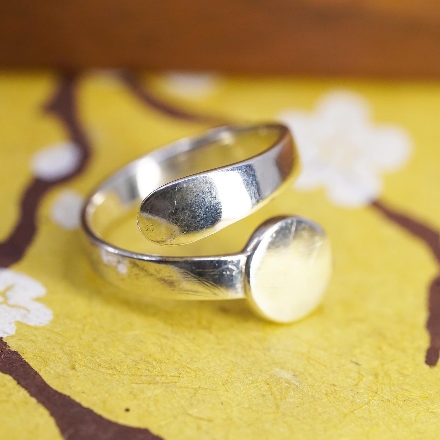 Size adjustable, vintage Sterling silver ring, 925 blank wrap band