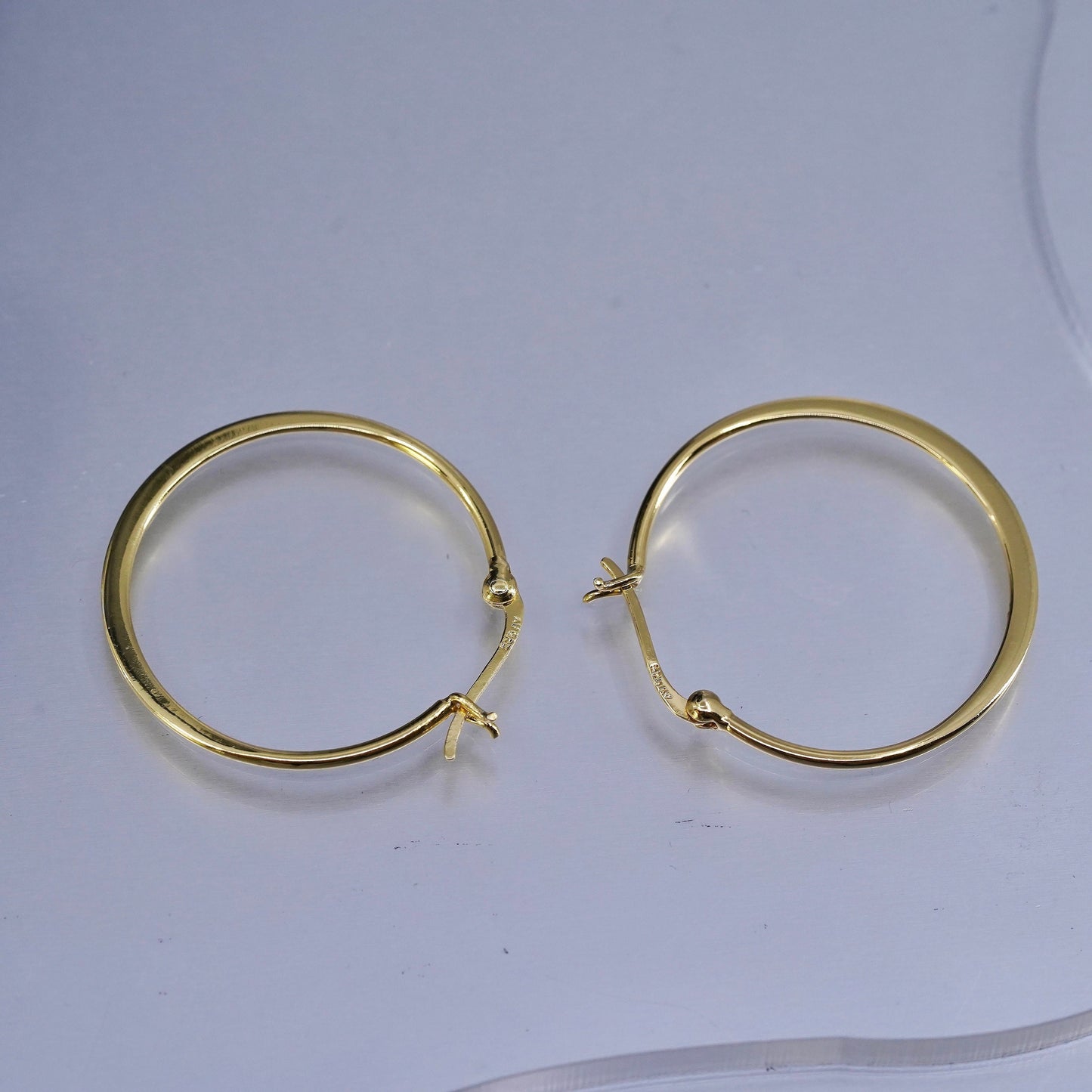 1.25”, Italian vermeil gold over Sterling silver handmade earrings, 925 hoops