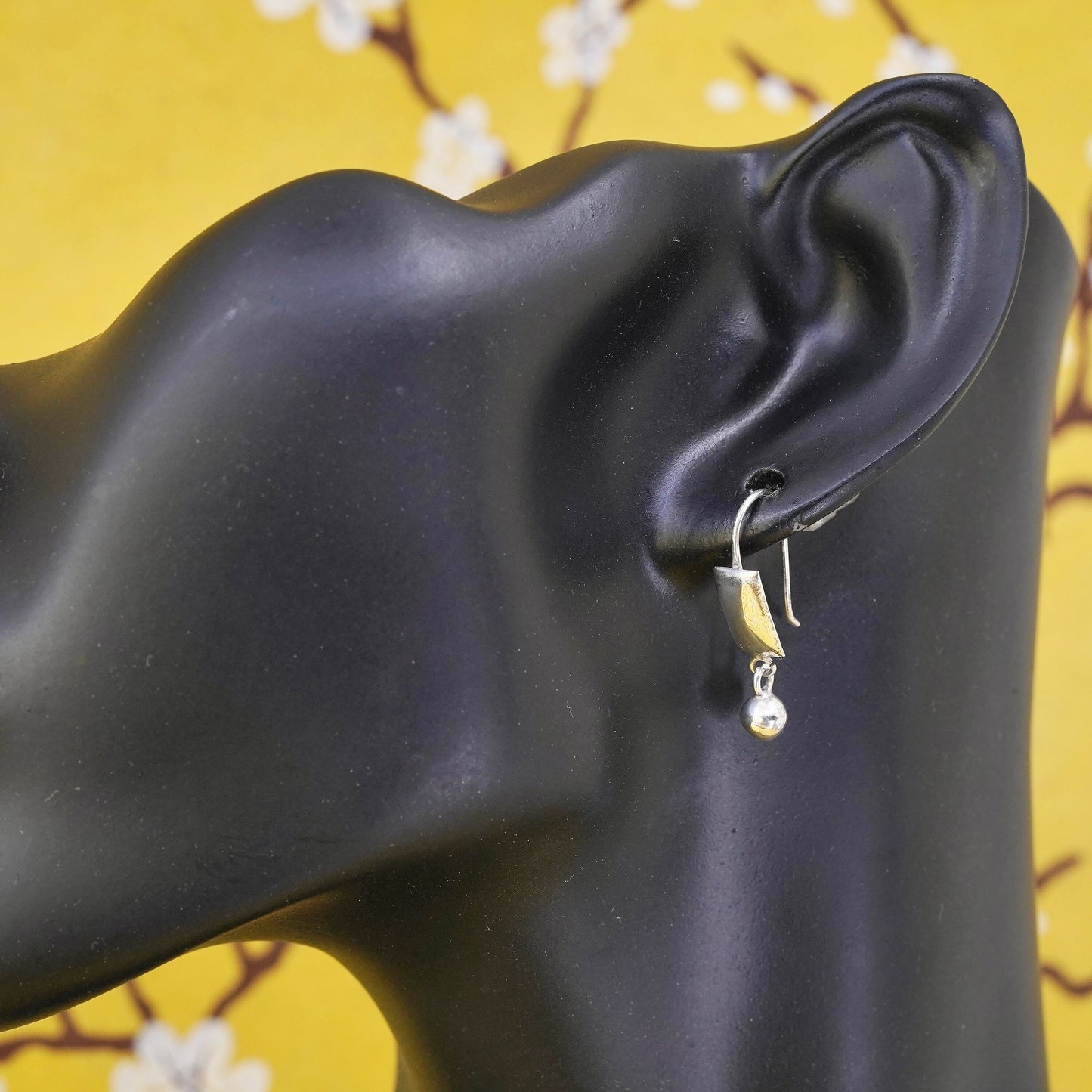 Vintage Sterling silver handmade earrings, 925 beads drops