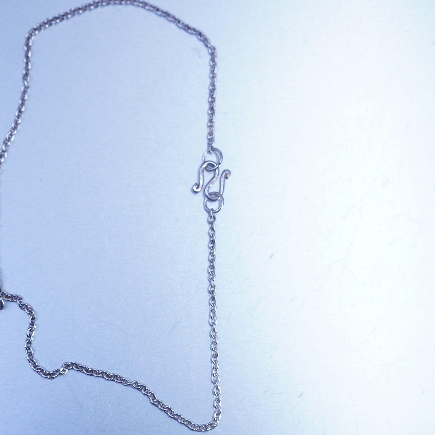 14”, Sterling 925 silver handmade circle chain necklace with elephant pendant