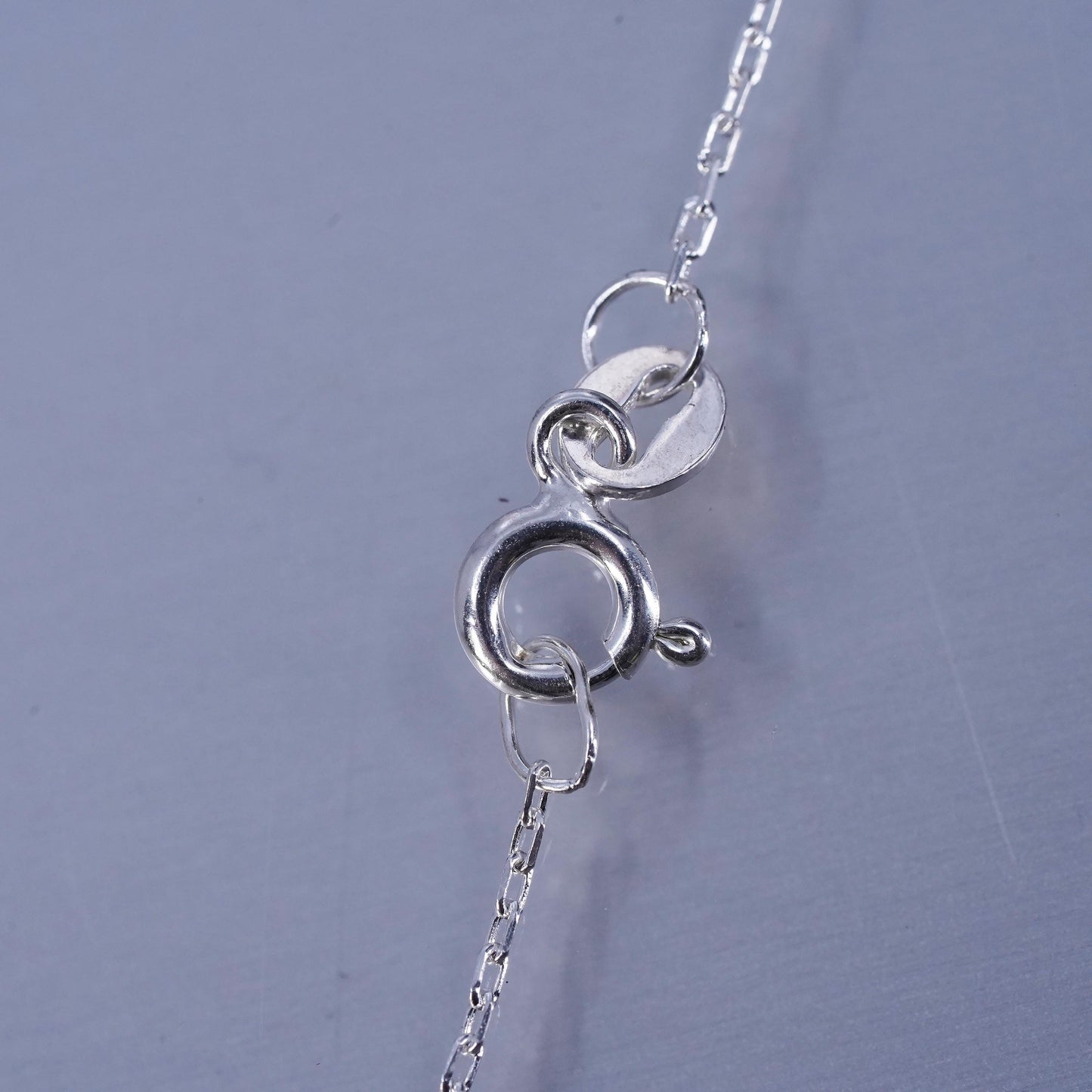 18”, vintage Sterling 925 silver circle necklace with cross pendant and cz