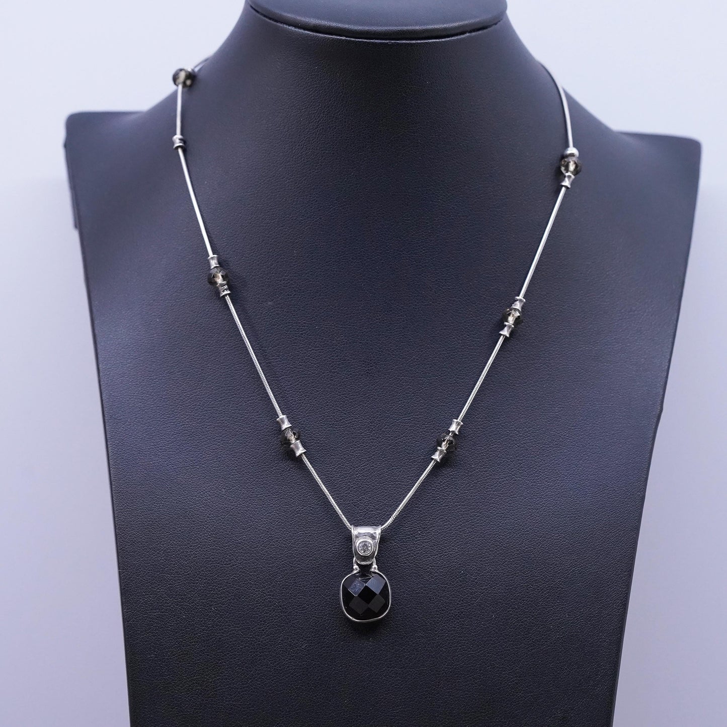 16”, Retired Silpada Sterling Silver Garnet Smoky Topaz CZ Pendant Necklace