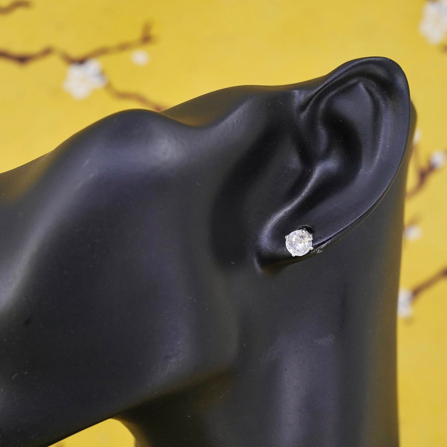 5mm, Sterling silver clear round crystal studs, cz earrings