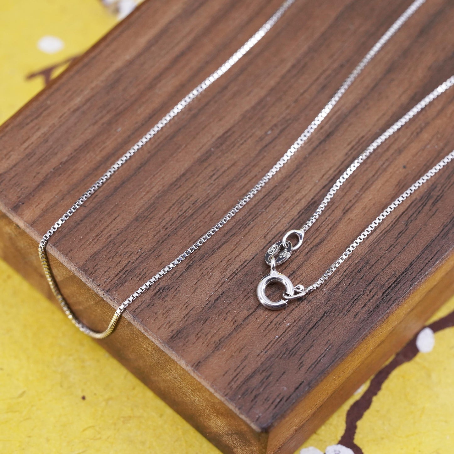 20”, 1mm, vintage Italy Sterling silver box chain, Italy 925 necklace