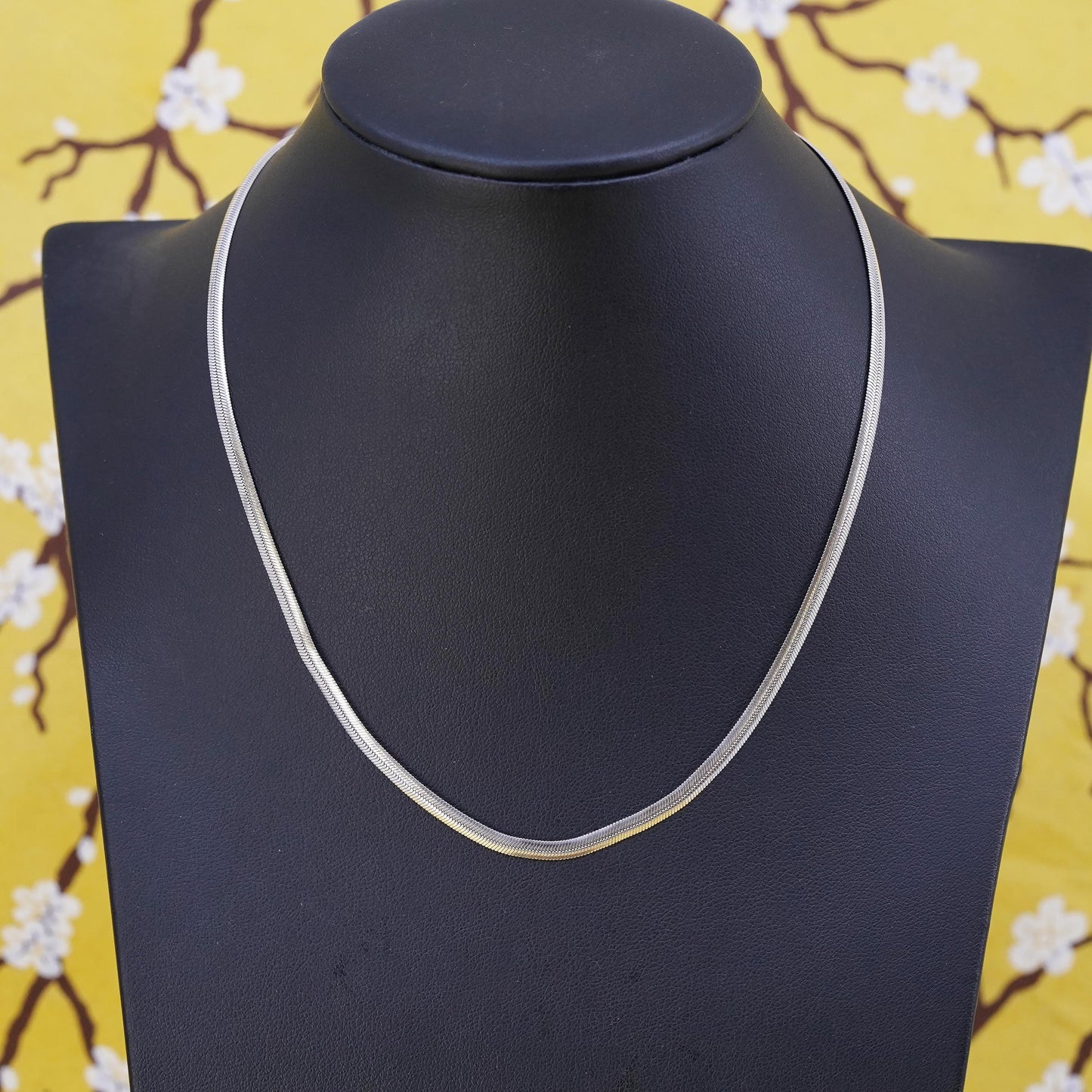 16" 4mm, vintage Sterling silver flatten snake chain, 925 necklace
