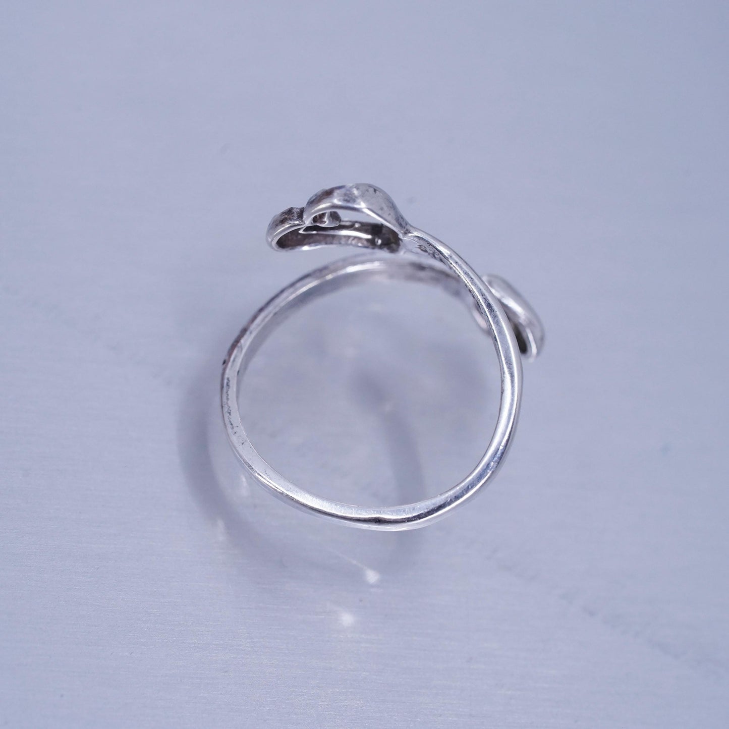 Size adjustable, vintage Sterling 925 silver handmade ring, wrap heart band