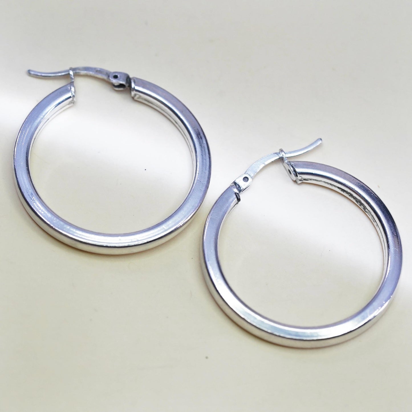 1.25", VTG Italian sterling 925 silver loop earrings, fashion textured hoops