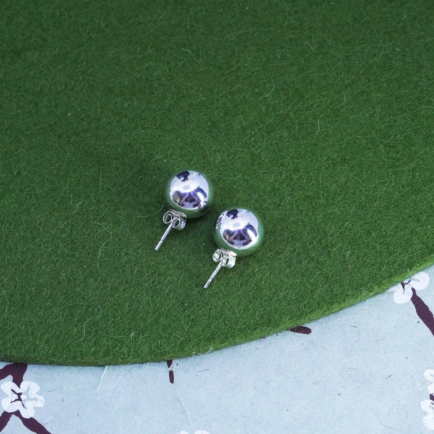 12mm, Vintage sterling silver huge sphere studs, handmade 925 earrings