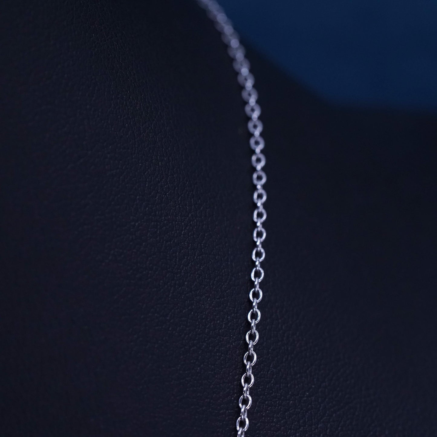 30+2”, 1mm, vintage Sterling silver necklace, solid 925 silver circle chain