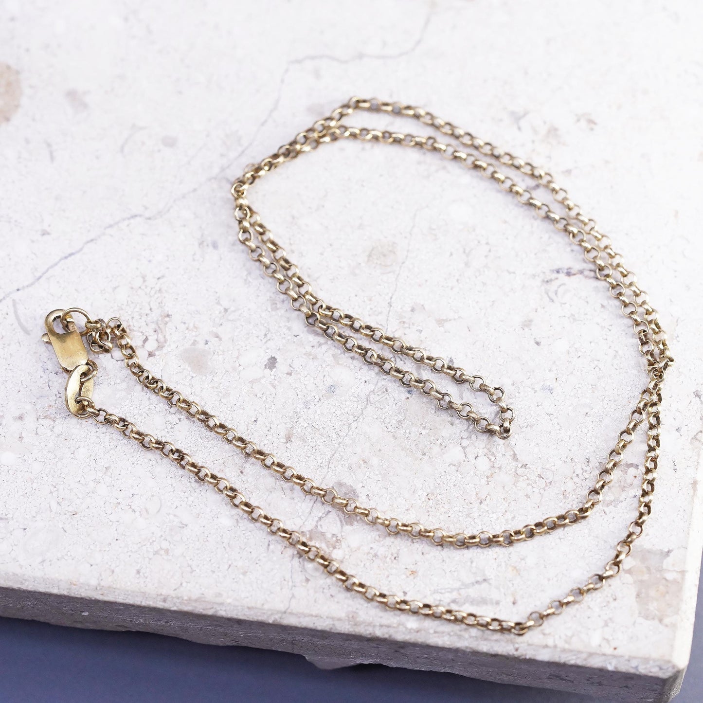 16", vintage vermeil gold Sterling silver handmade necklace, 925 circle chain