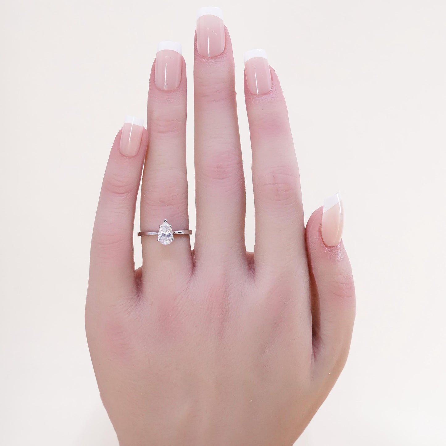 Size 6.75, Sterling silver ring, 925 silver w/ teardrop cut cz, engagement ring