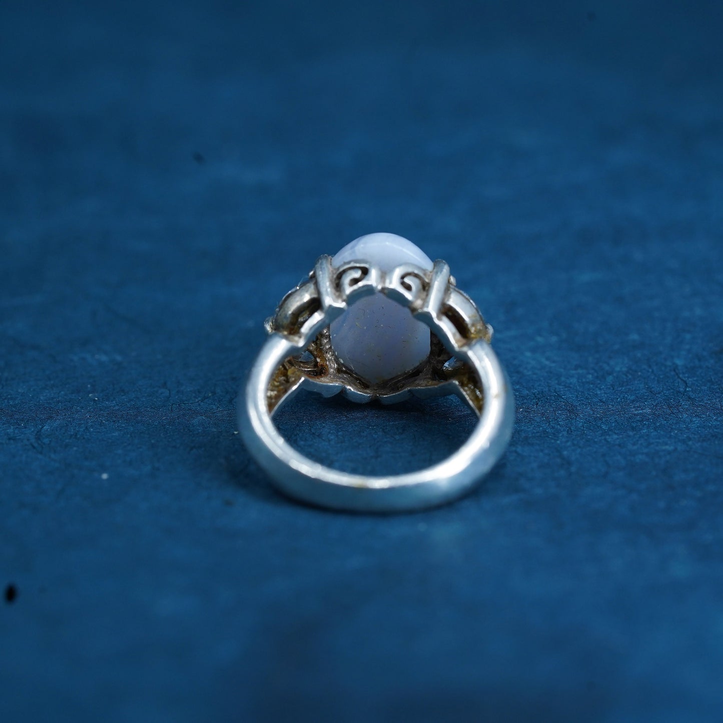 Size 5, Sterling silver 925 handmade ring with purple lace agate and marcaiste