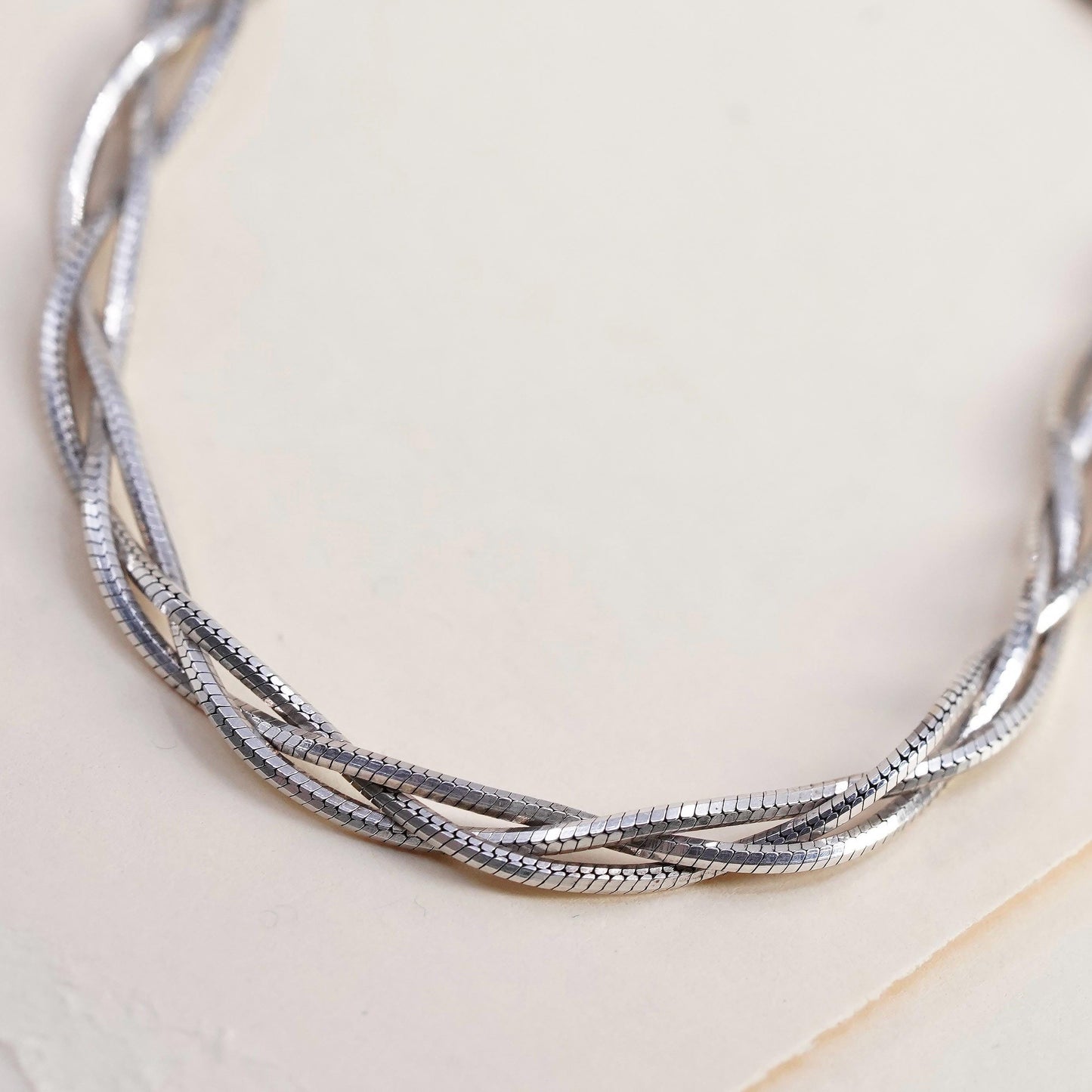 7”, Dyadema Italian multi strands sterling silver bracelet, 925 woven snake