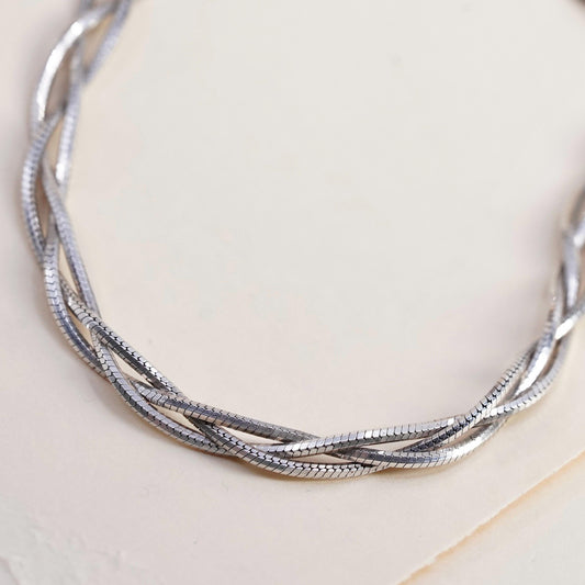 7”, Dyadema Italian multi strands sterling silver bracelet, 925 woven snake