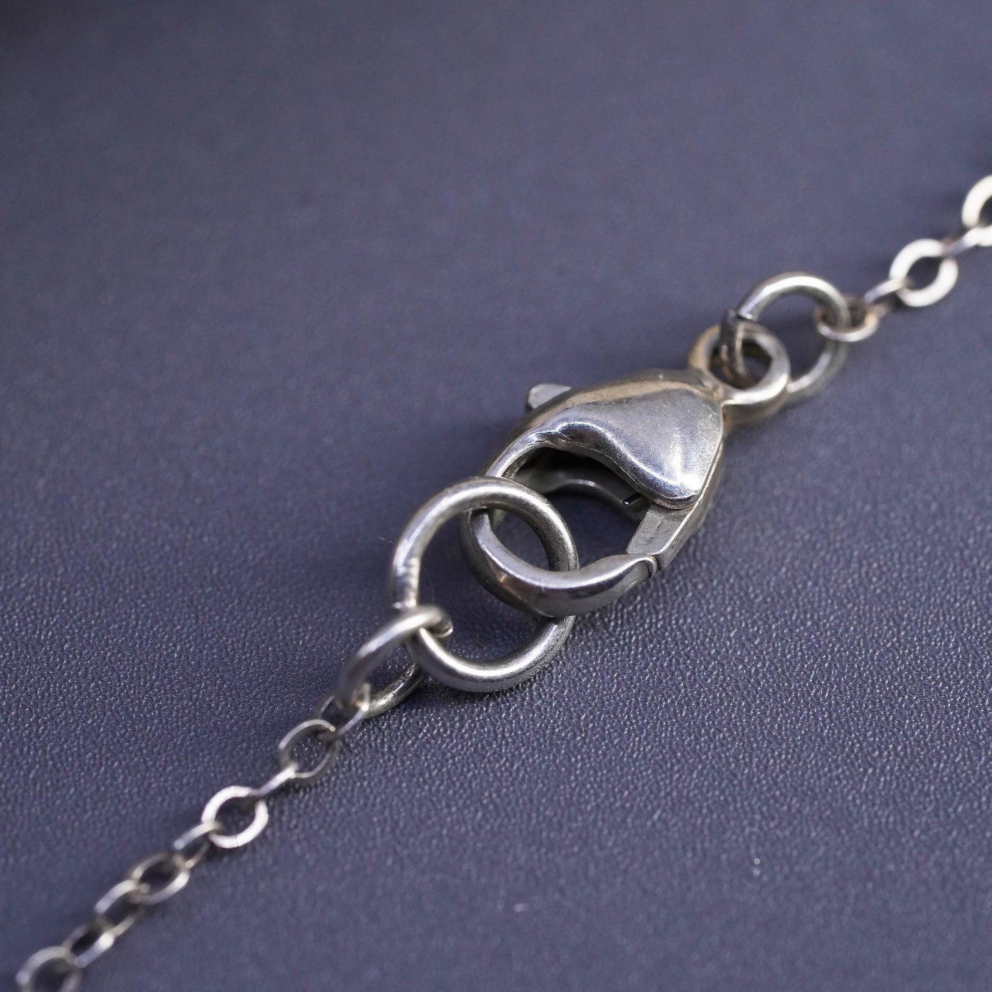 16", VTG Faceted Natural White Jadeite Jade Necklace Sterling Silver 925 Chain