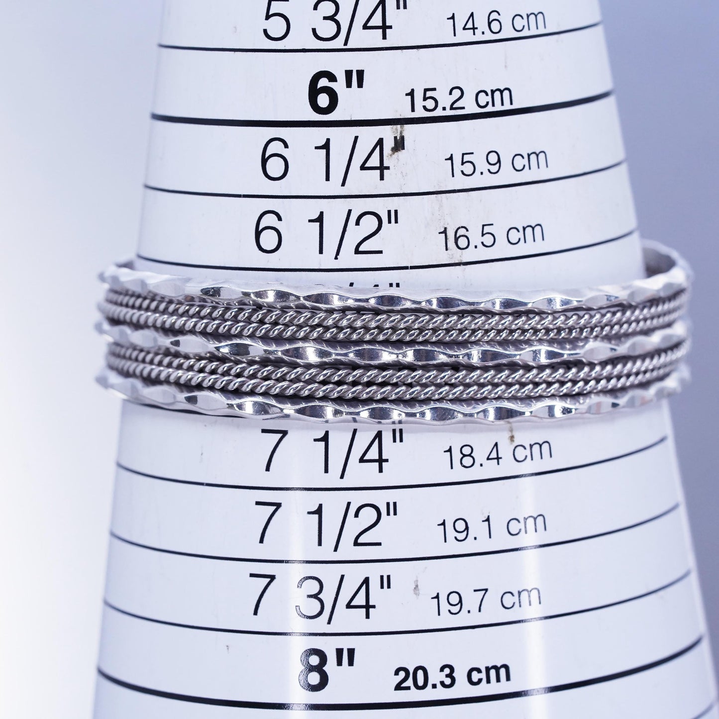 6.75”, Native American Sterling 925 silver bracelet, twisted braided cable cuff