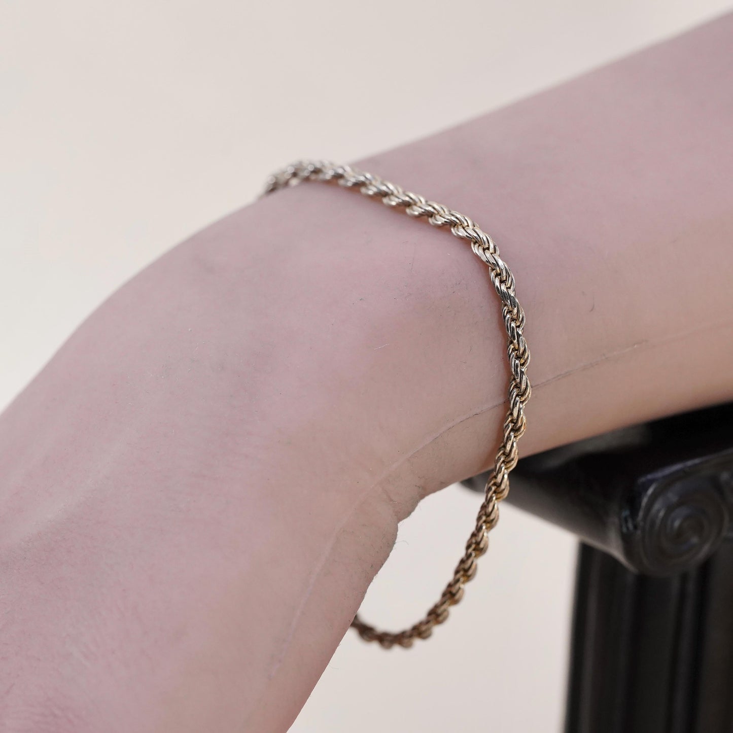 7", Vintage vermeil gold over sterling 925 silver Italian rope chain bracelet