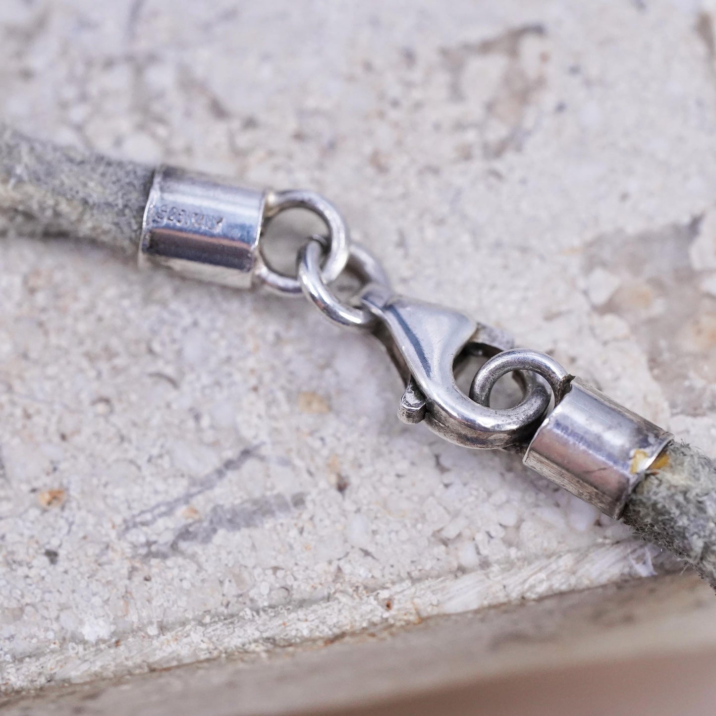 18", sterling 925 Silver necklace, double strands leather huge MOP pendant