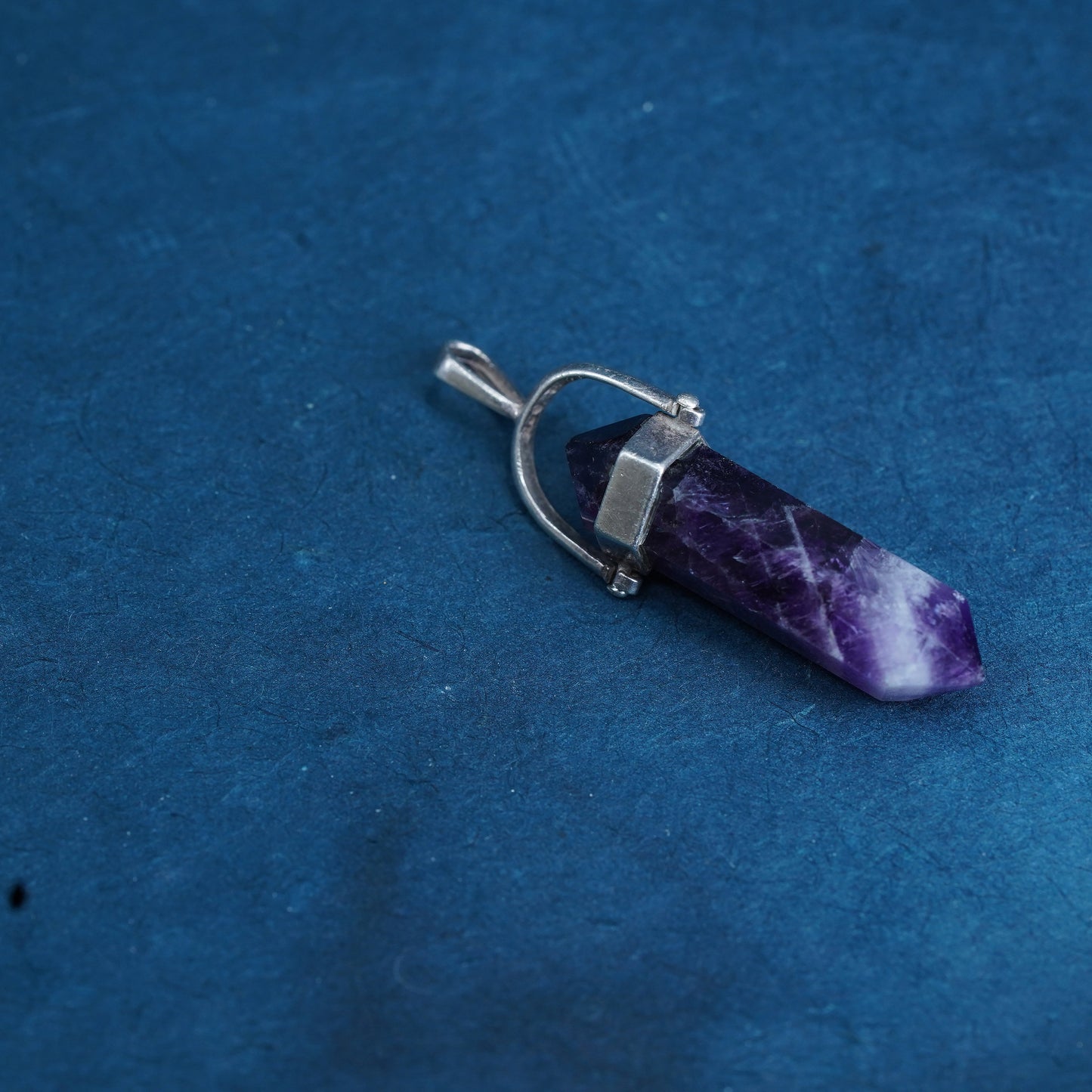 vtg handmade sterling 925 silver charm pendant with healing garnet and amethyst