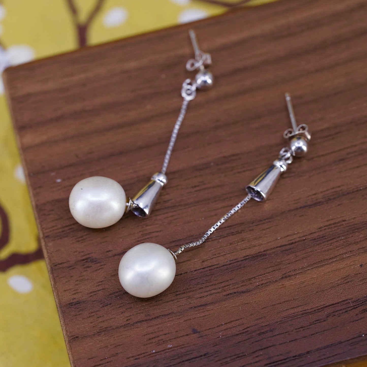 Vintage Sterling 925 silver handmade earrings with pearl drops