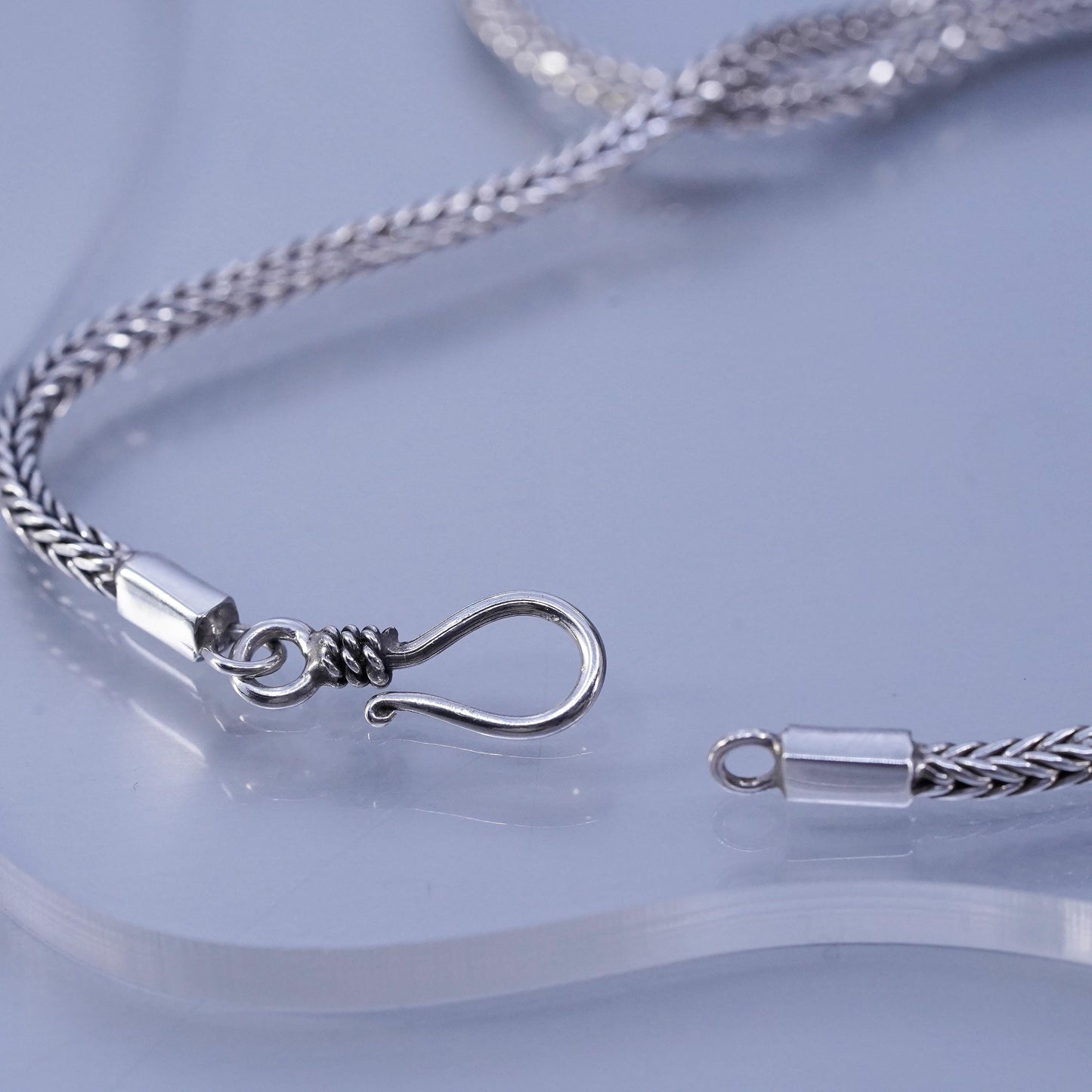 20” 3mm, vintage Sterling 925 silver handmade wheat chain necklace