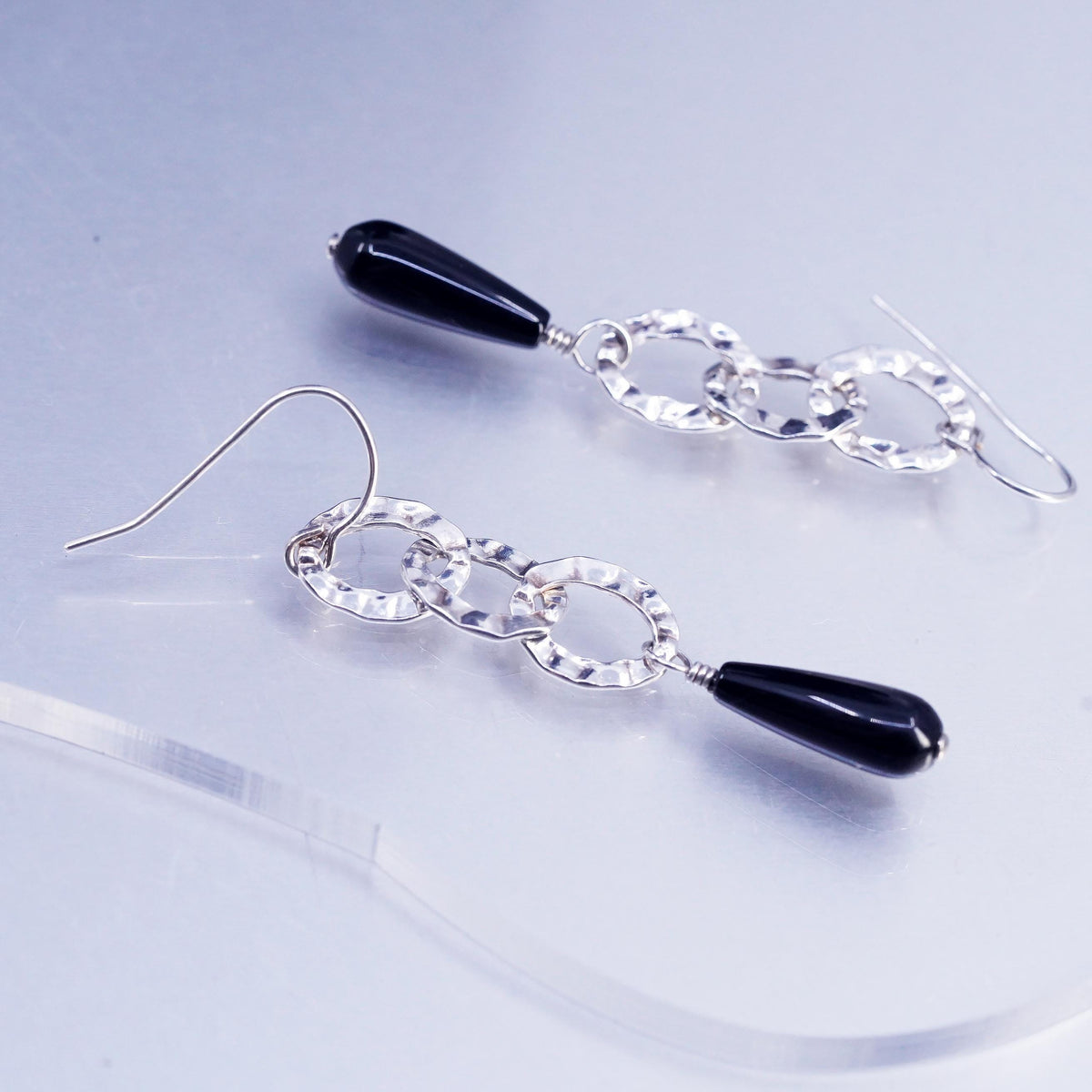 Silpada W1281 Sterling 925 Silver & Black Onyx French Wire Drop Earrings