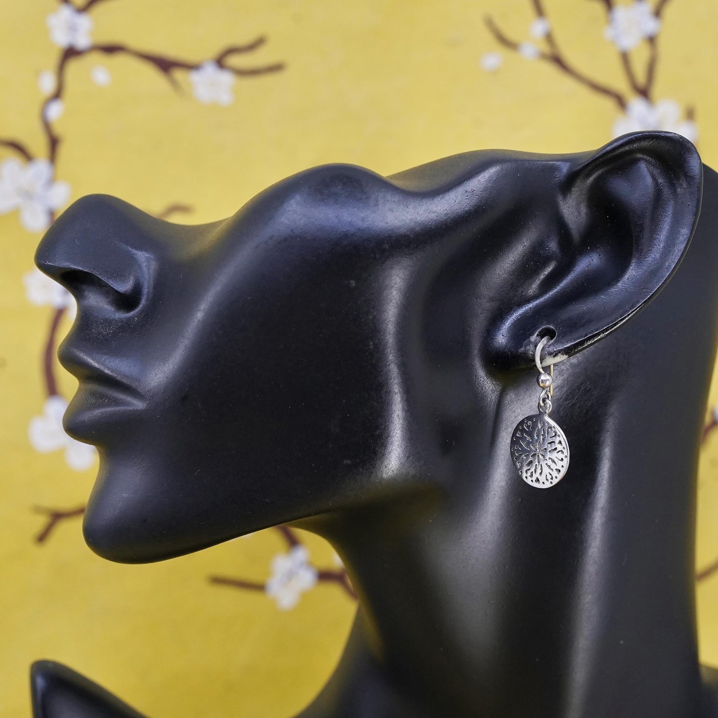 Vintage Sterling 925 silver handmade earrings with cut out dangles