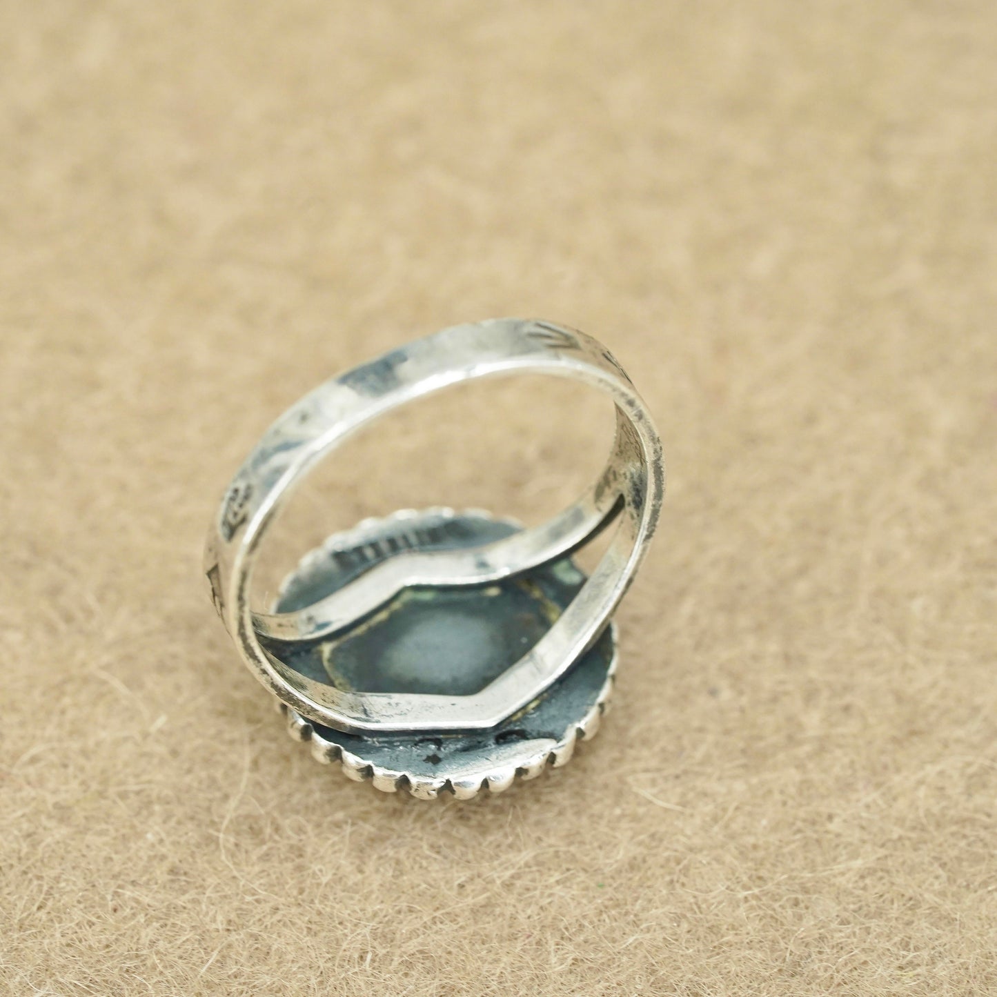 Size 6, vintage southwestern Sterling 925 silver handmade ring with turquoise