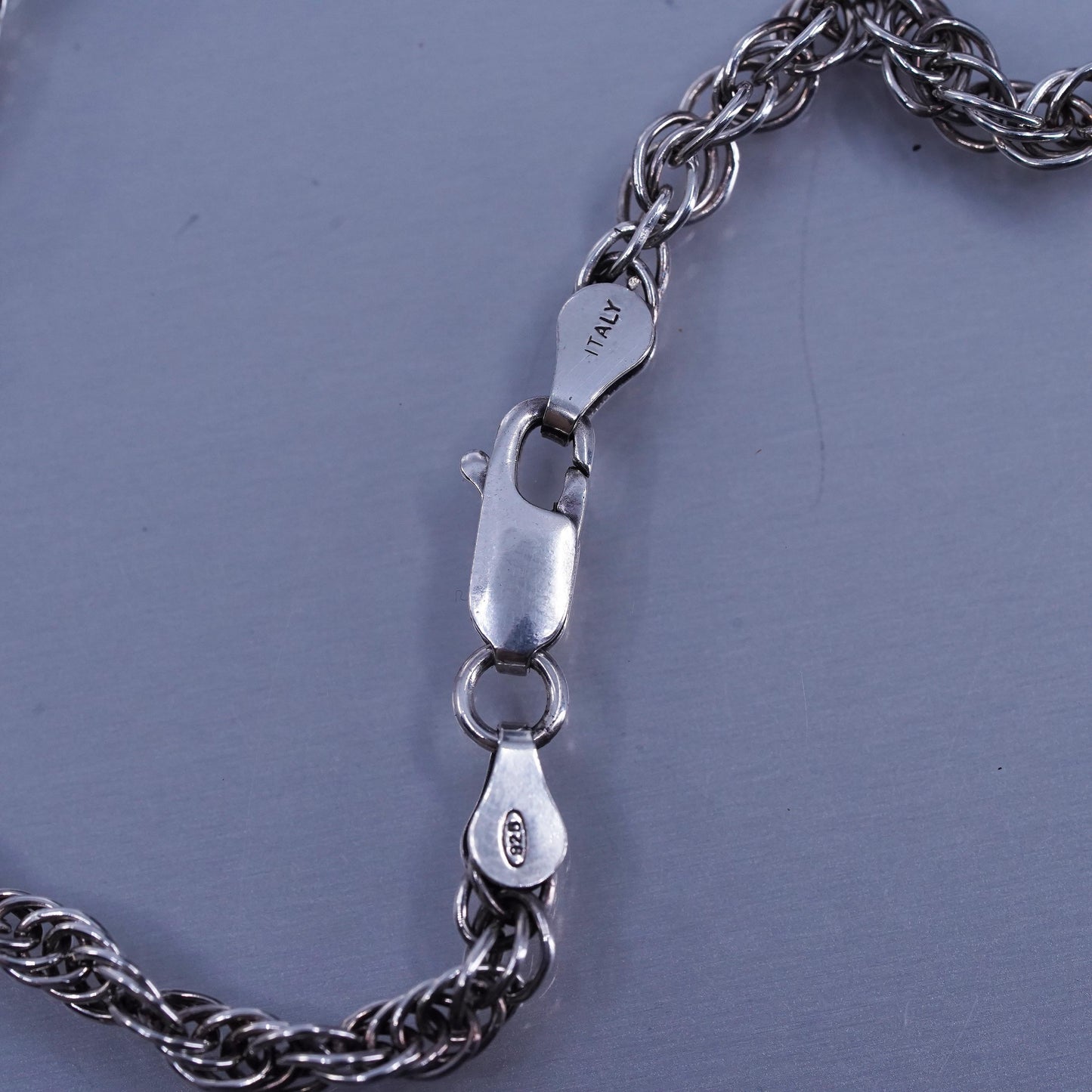 16” 4mm, vintage Italy Sterling 925 silver bold rope chain necklace