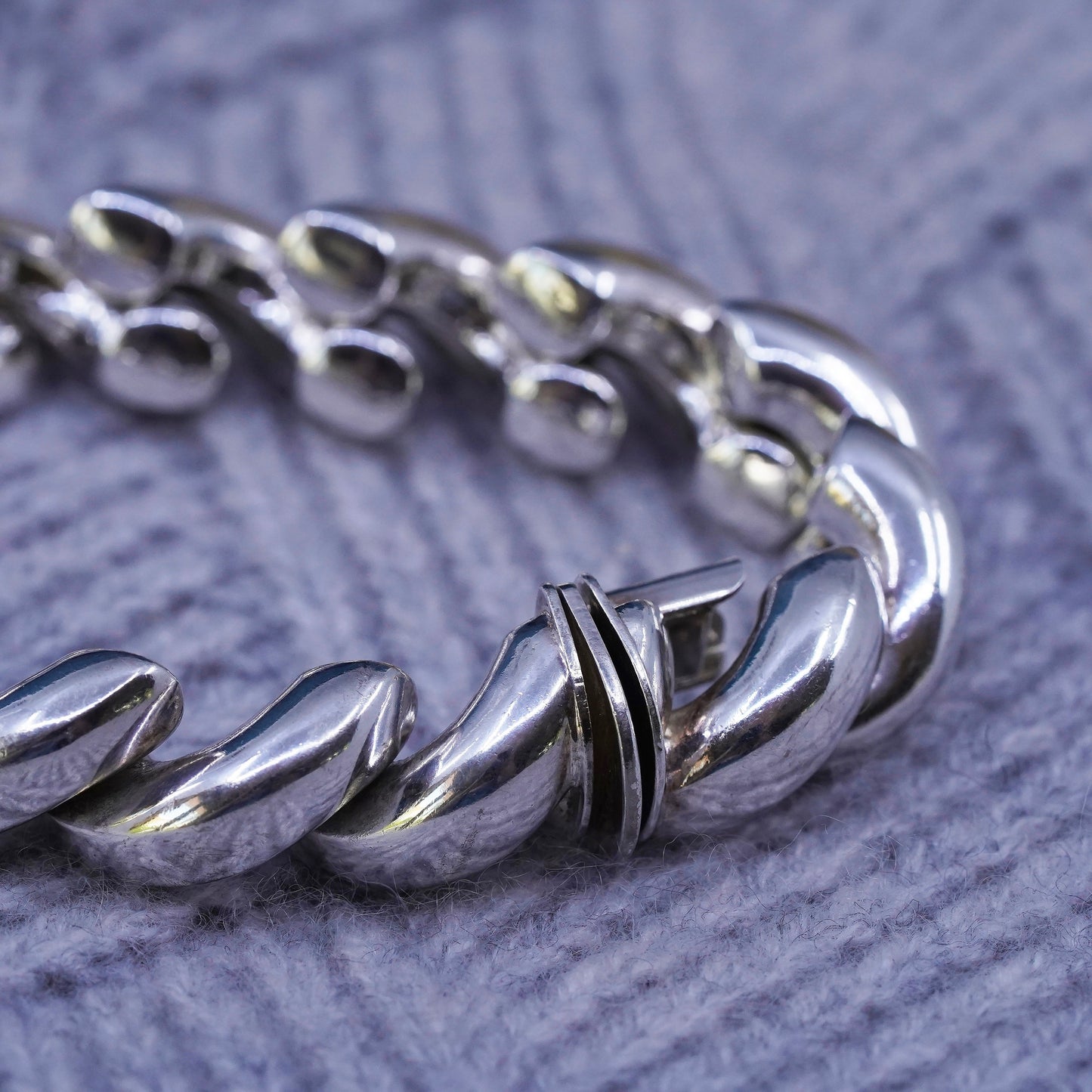 6", 15mm, vintage Italian Sterling silver men's bracelet, 925 San Marco chain
