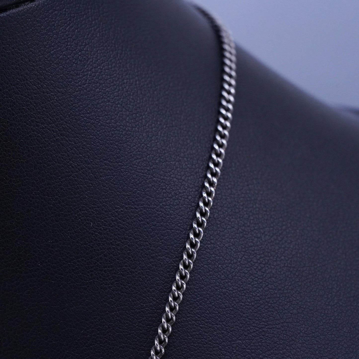 24”, VTG Sterling 925 silver curb necklace with St Lidwina Holland tag pendant