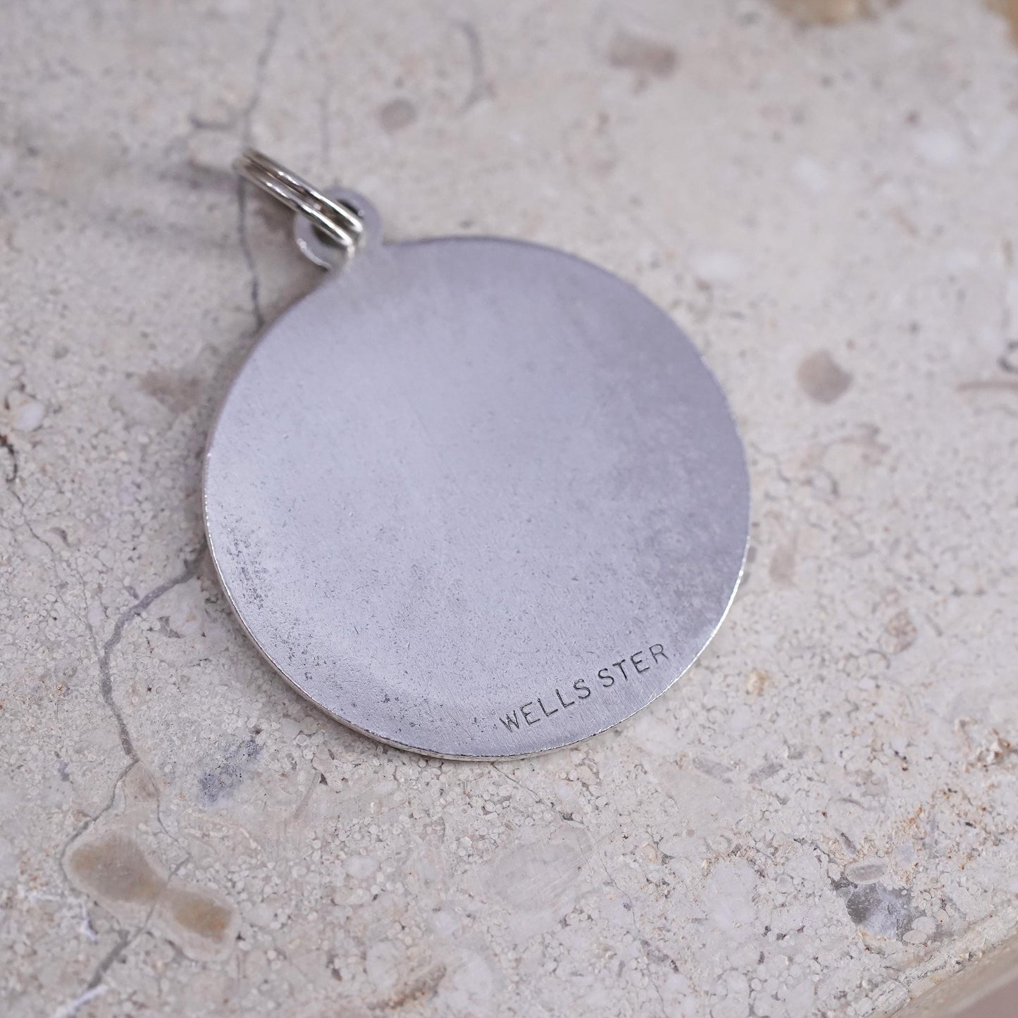 Vintage sterling silver handmade pendant, 925 tag charm engraved Troop 943