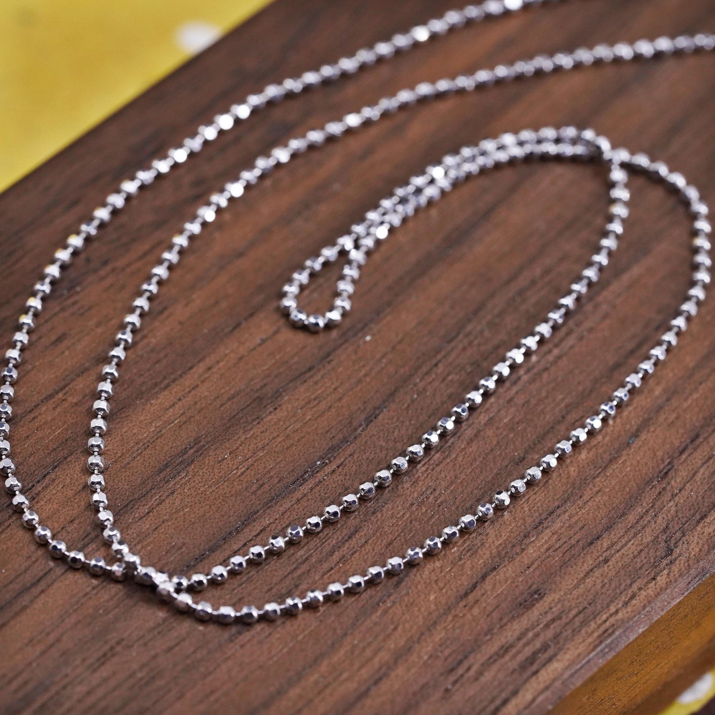 20" 1mm, vintage Sterling silver beads necklace, Italy 925 silver chain