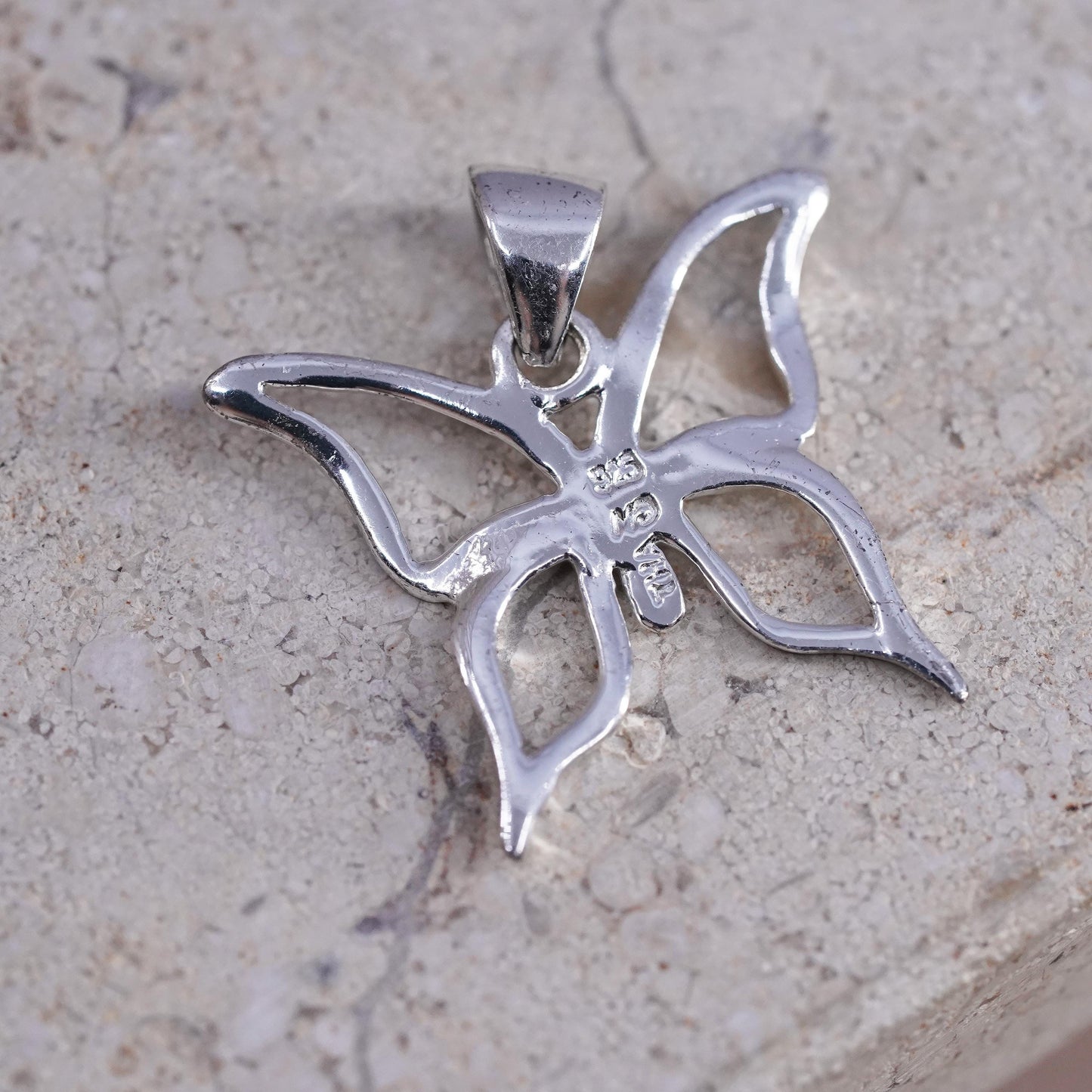 Sterling silver handmade pendant, solid 925 silver butterfly charm