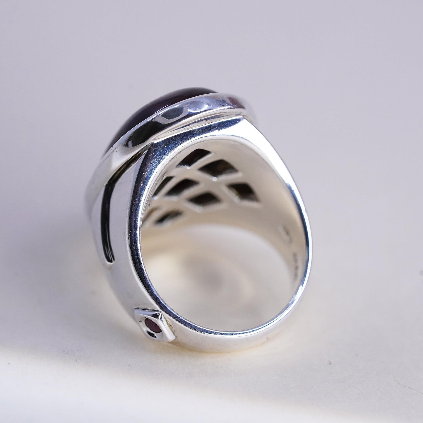 Size 8.25, Ella 925 Sterling Silver Red Tiger Eye Ring, Large Oval Ring, Unisex