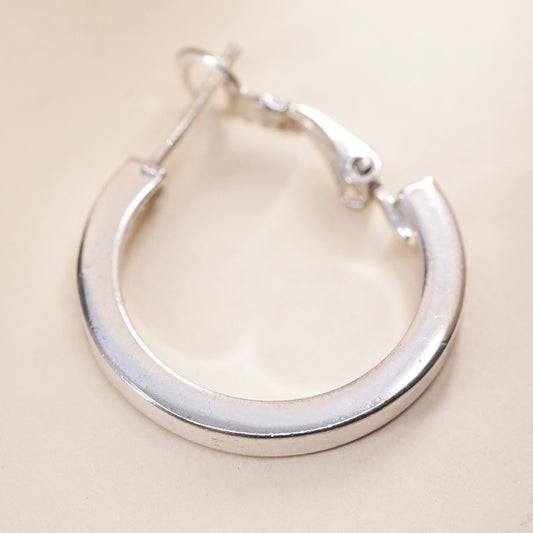 1", Vintage sterling silver single earring, textured minimalist primitive hoop