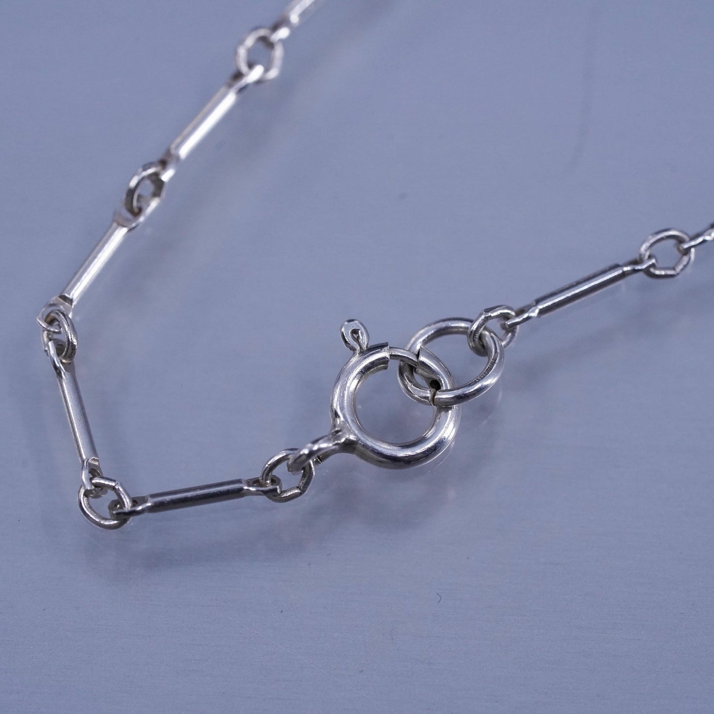 16”, Vintage Sterling 925 silver handmade bar chain necklace hematite pendant
