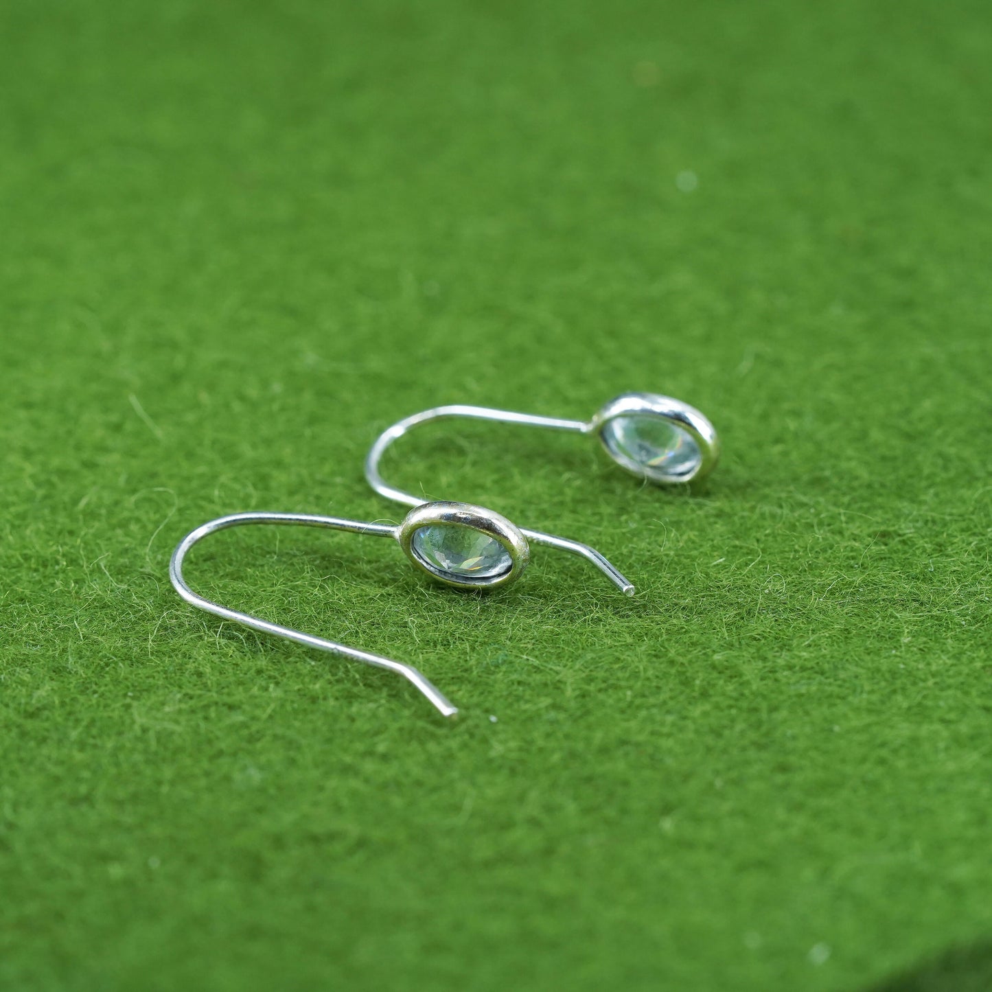 Vintage Sterling 925 silver handmade earrings with oval CZ