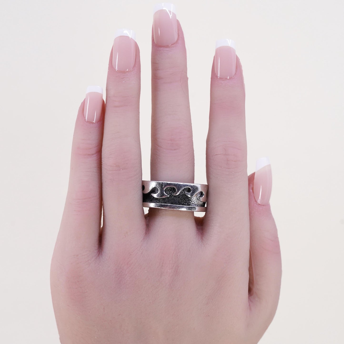 size 11, Milo Sterling Silver Wave Ring 925, Ocean Band Ring, band, Surf Wave