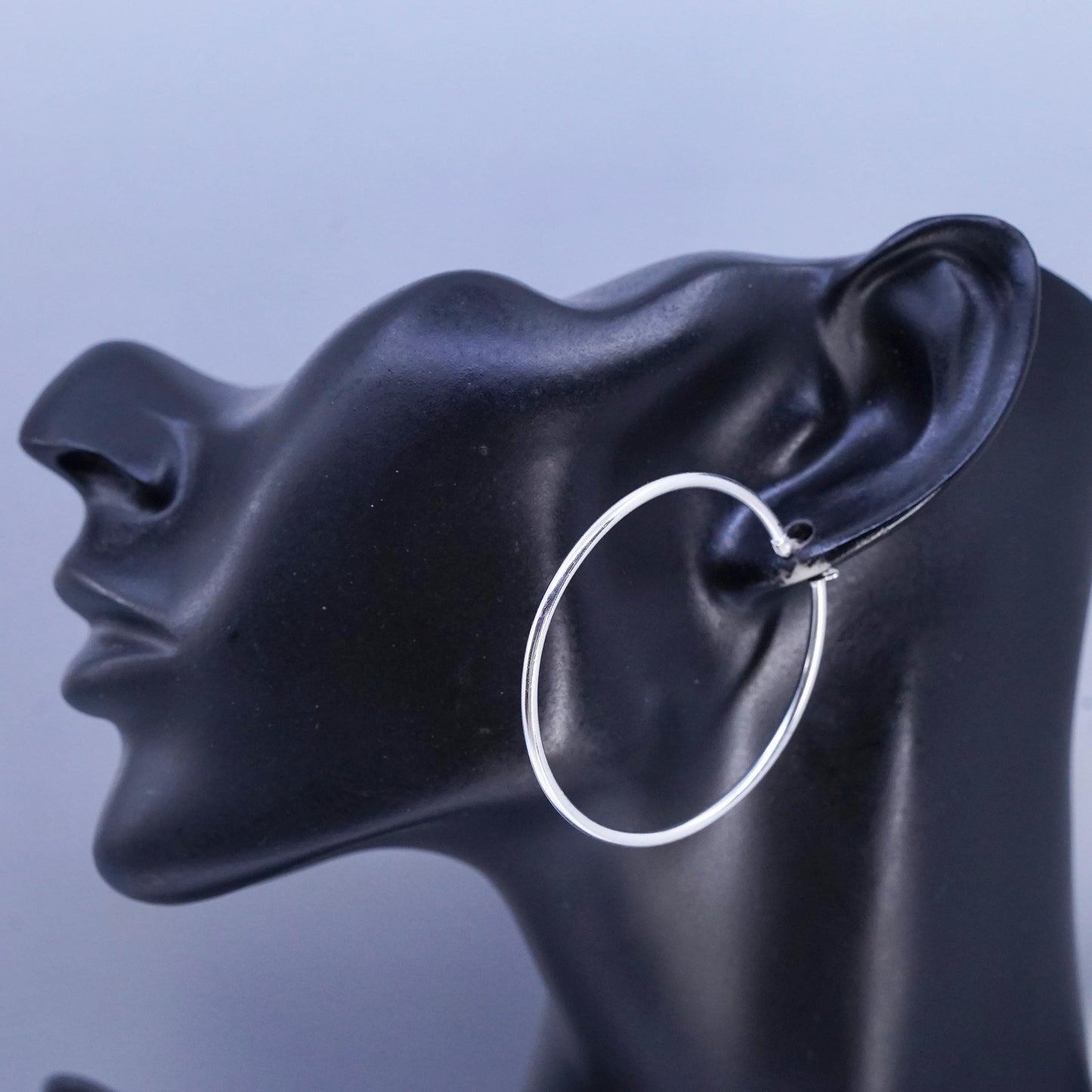 1.75", DENTED vintage Sterling silver handmade earrings, 925 hoops