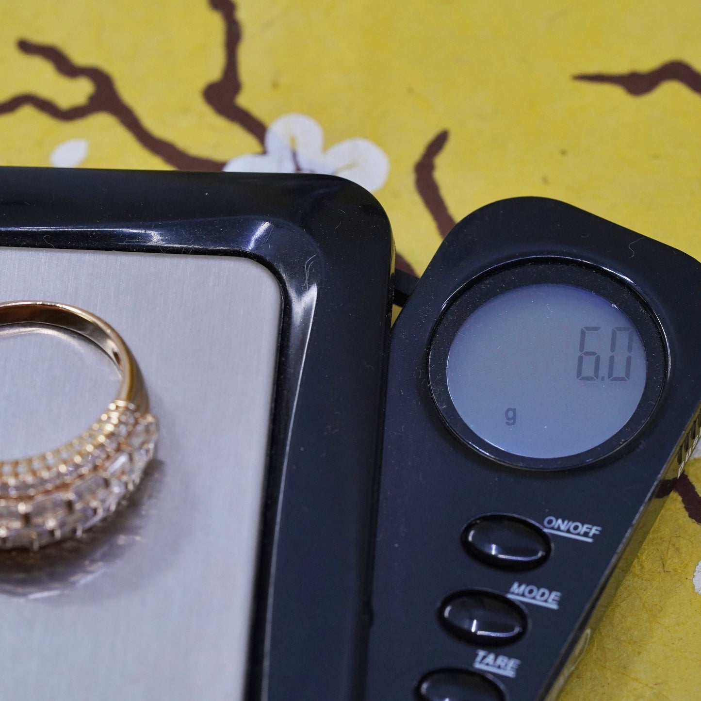 Size 11, vermeil gold over Sterling 925 silver statement ring with cluster cz