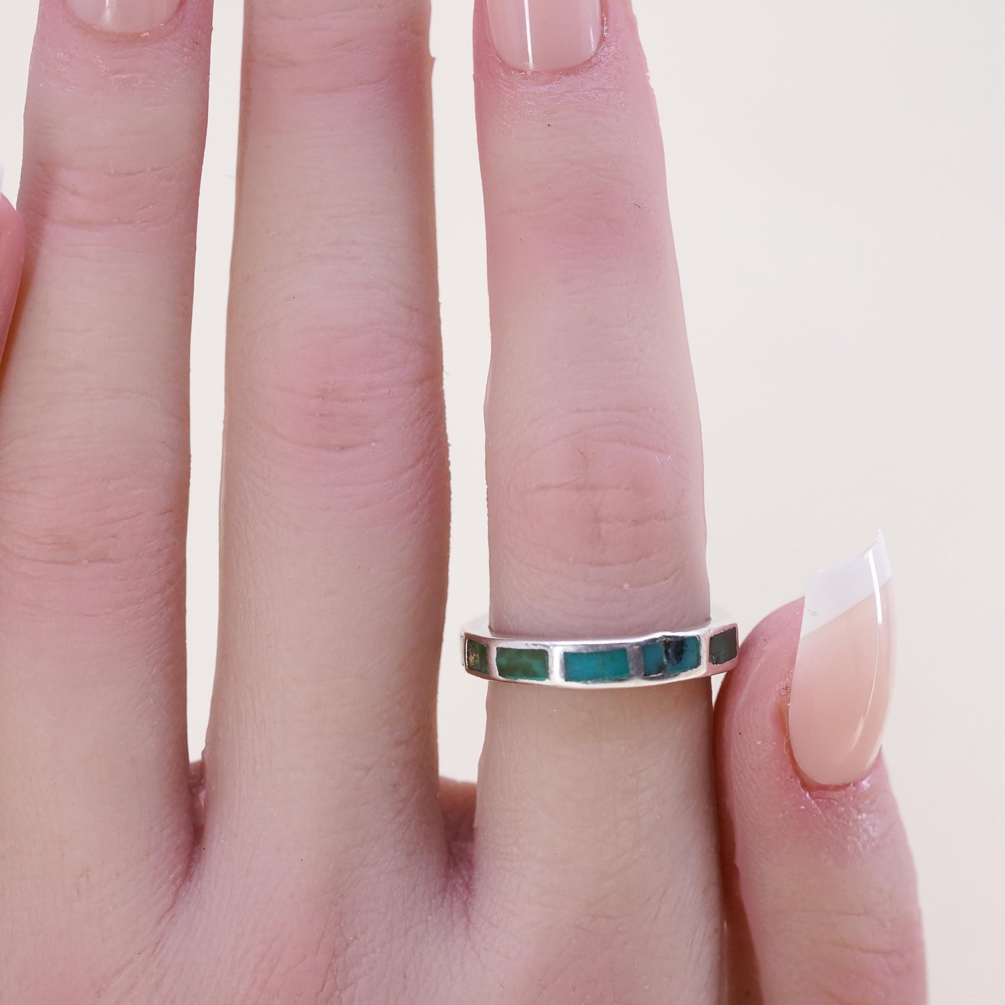 Size 5.5, Native American Bell Trading sterling silver ring, 925 band turquoise