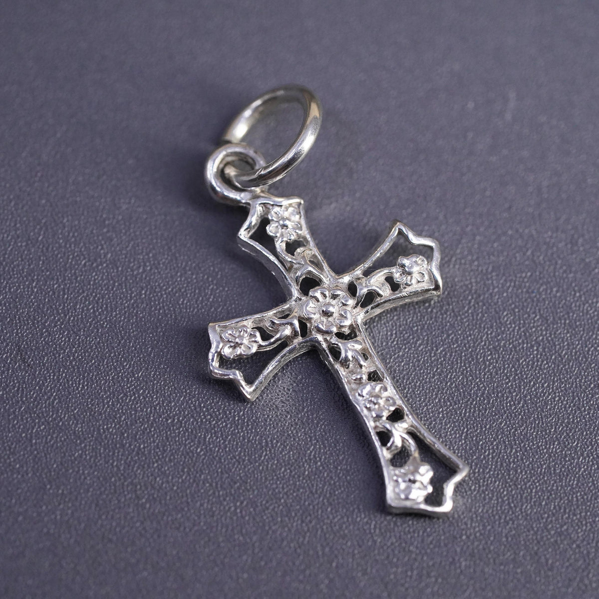 Vintage Sterling silver Handmade charm, 925 filigree cross pendant