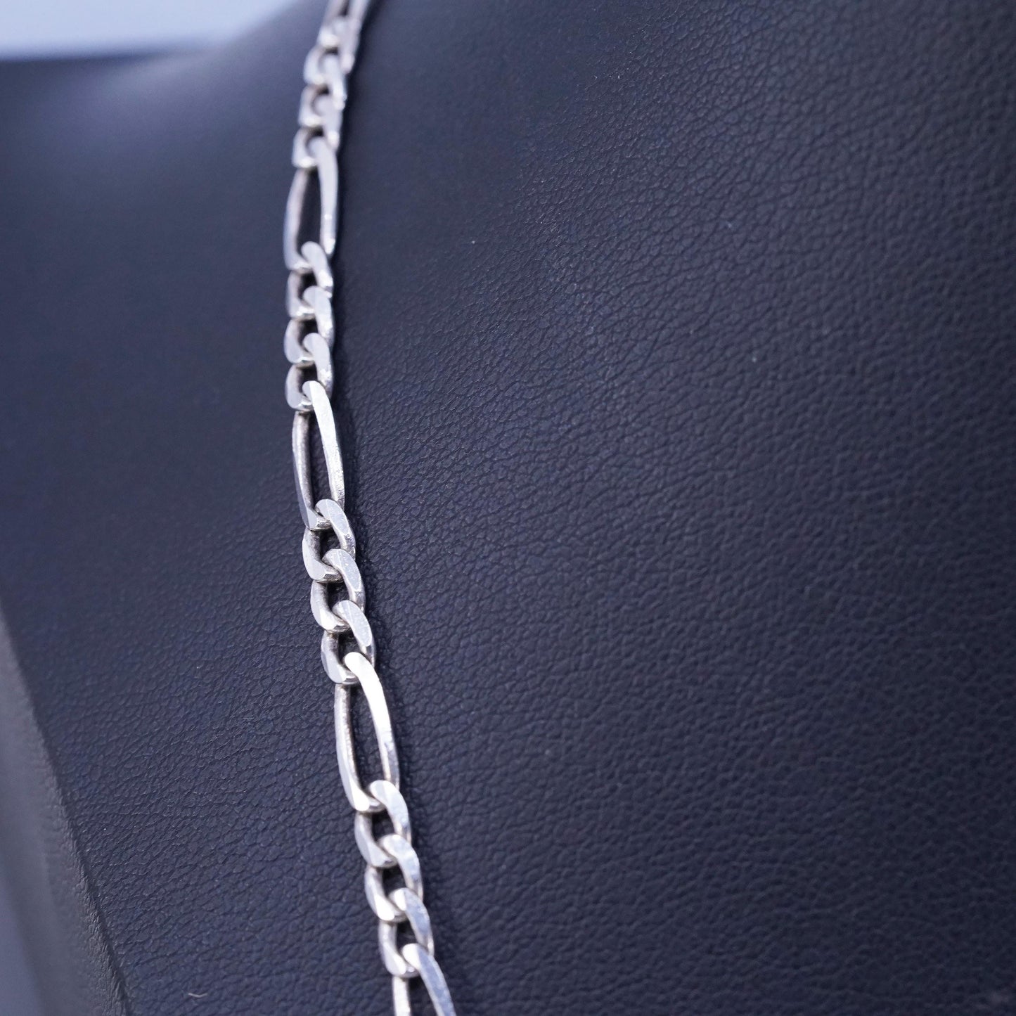 23” 4mm, vintage Mexican Sterling 925 silver figaro chain necklace